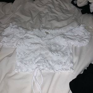 White Off The Shoulder Crop Top